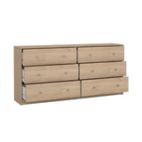 May Dobbelt kommode m. 6 skuffer, 143x30x68, Jackson Hickory - Unoliving.com