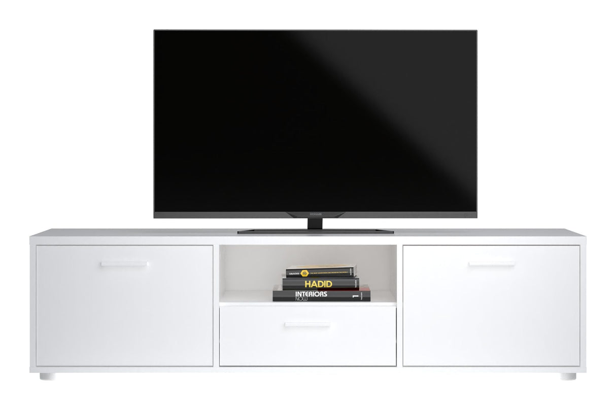 Media TV-bord m. 2 låger, hvid, B:147 - Unoliving.com