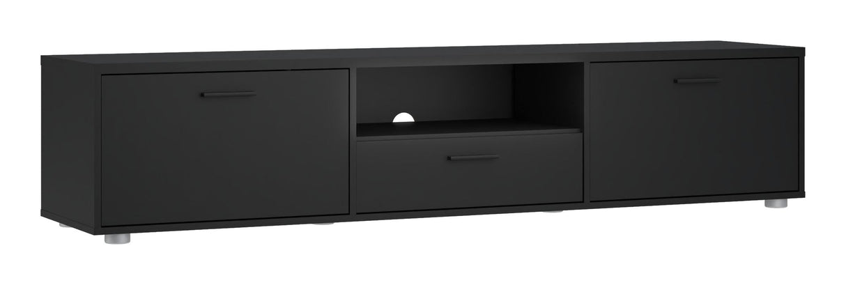 Media TV-bord m. 2 låger, mat sort, B:177 - Unoliving.com