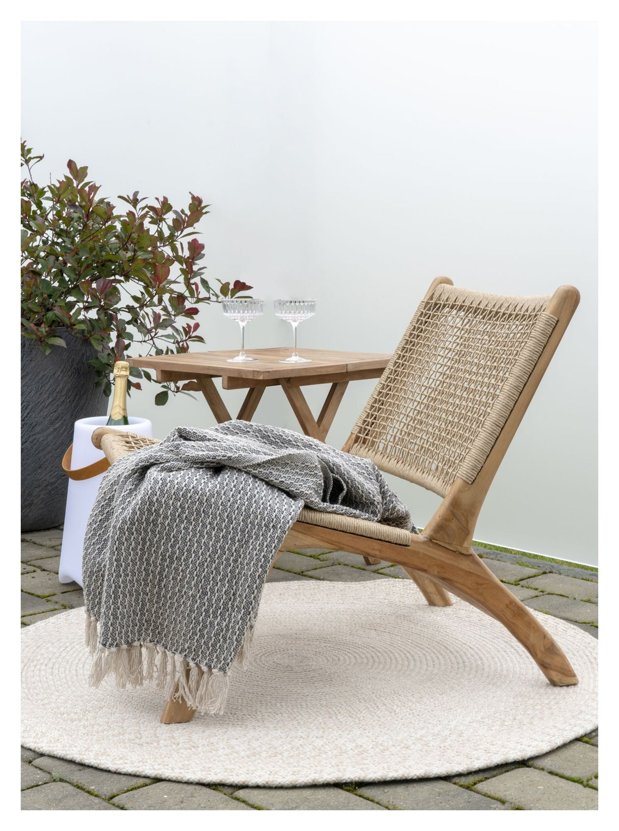 Menorca Outdoor Tæppe, Sand, Ø120 - Unoliving.com