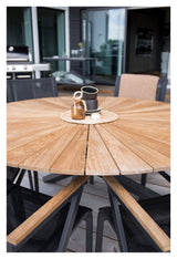 Mexico, Havebord Ø140, Hvid alu/teak - Unoliving.com