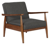 Mid Century Lænestol, Grå Hør - Unoliving.com