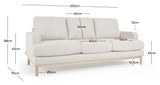 Mihaela 3-pers. Sofa, Hvid fleece - Unoliving.com