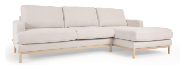 Mihaela 3-pers. Sofa m. højrevendt chaiselong, Hvid fleece - Unoliving.com