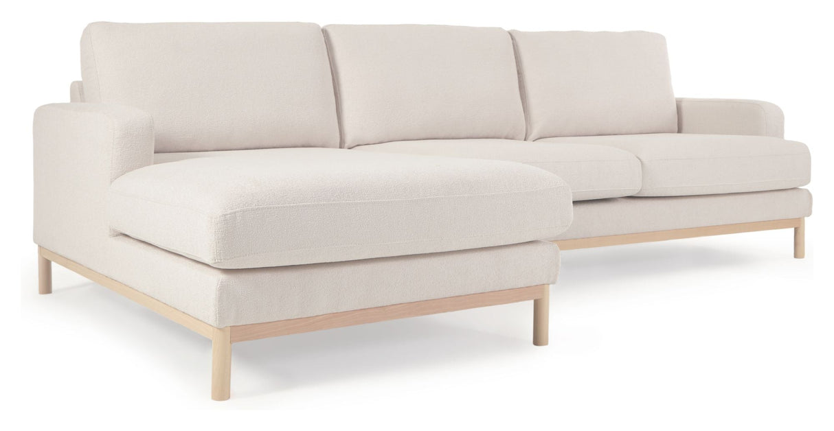 Mihaela 3-pers. Sofa m. venstrevendt chaiselong, Hvid fleece - Unoliving.com