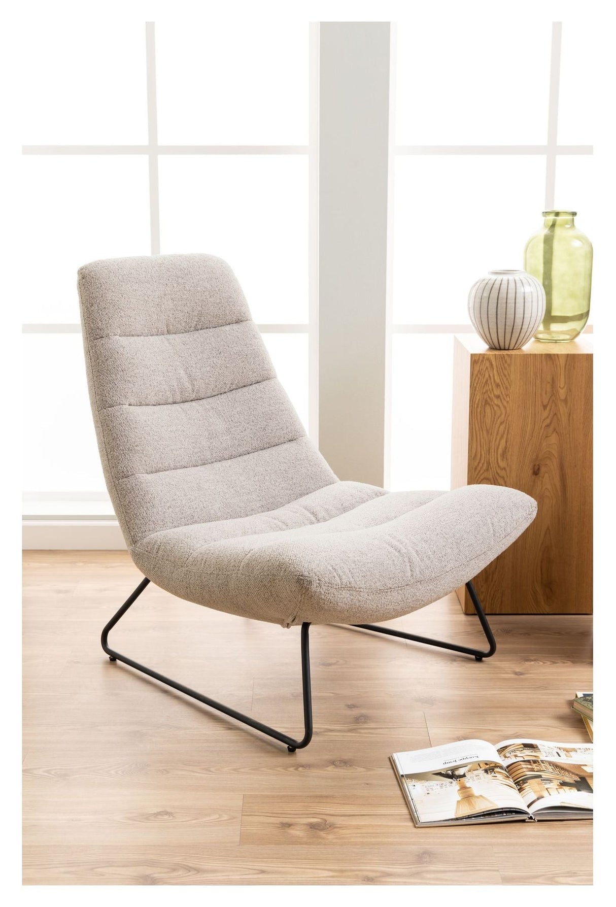 Milford Loungestol, Beige stof - Unoliving.com