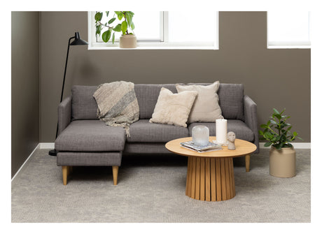 Milly 2-Pers. sofa m. chaiselong, Brun stof - Unoliving.com