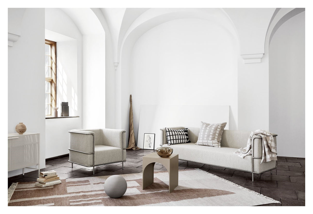 Modernist Loungestol, Beige Bouclé - Unoliving.com