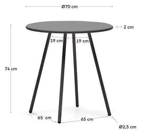 Montjoi Rundt havebord, Grå, Ø70 - Unoliving.com