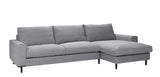 Mossy 3-pers. Sofa m. chaiselong - Lysegrå - Unoliving.com