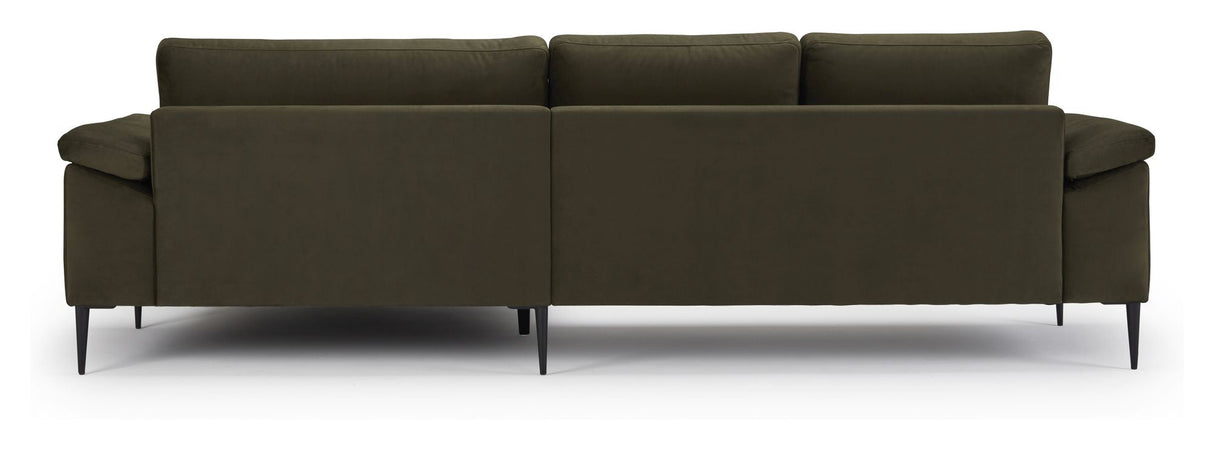 Nabbe 3-pers. Sofa m. chaiselong, højre, grøn stof - Unoliving.com