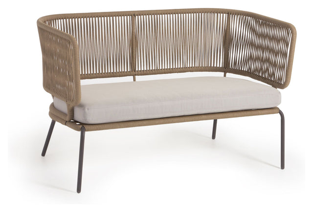 Nadin Loungesofa, Beige reb/Galvaniseret stålben - Unoliving.com