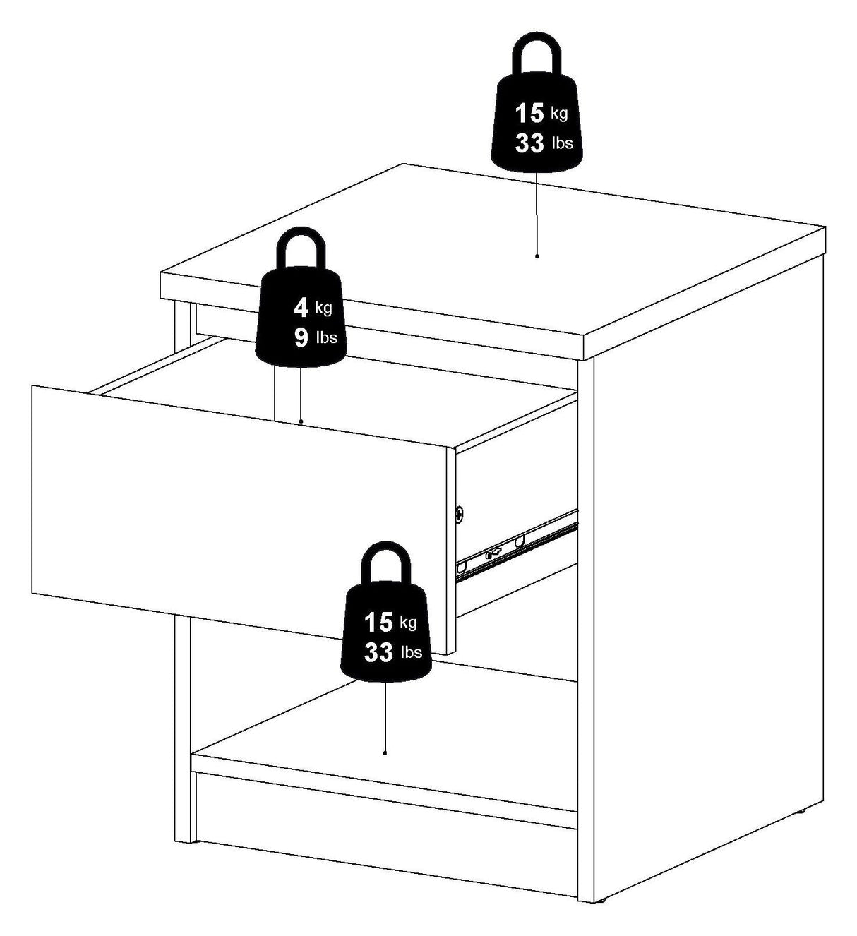 Naia Natbord m. 1 skuffe, Sort - Unoliving.com