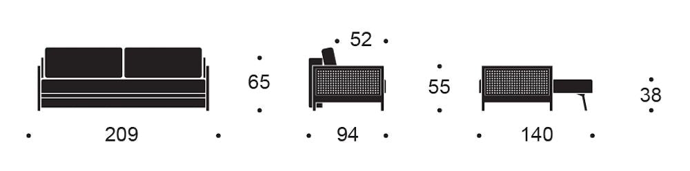 Narvi Sovesofa med flet, Mixed Dance/Grey - Unoliving.com