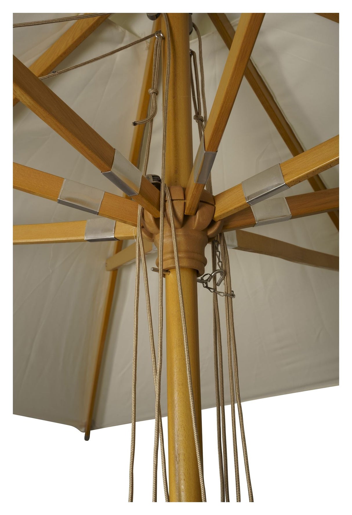 Naxos Parasol, 3*3m, Træ/Ecru Stof - Unoliving.com