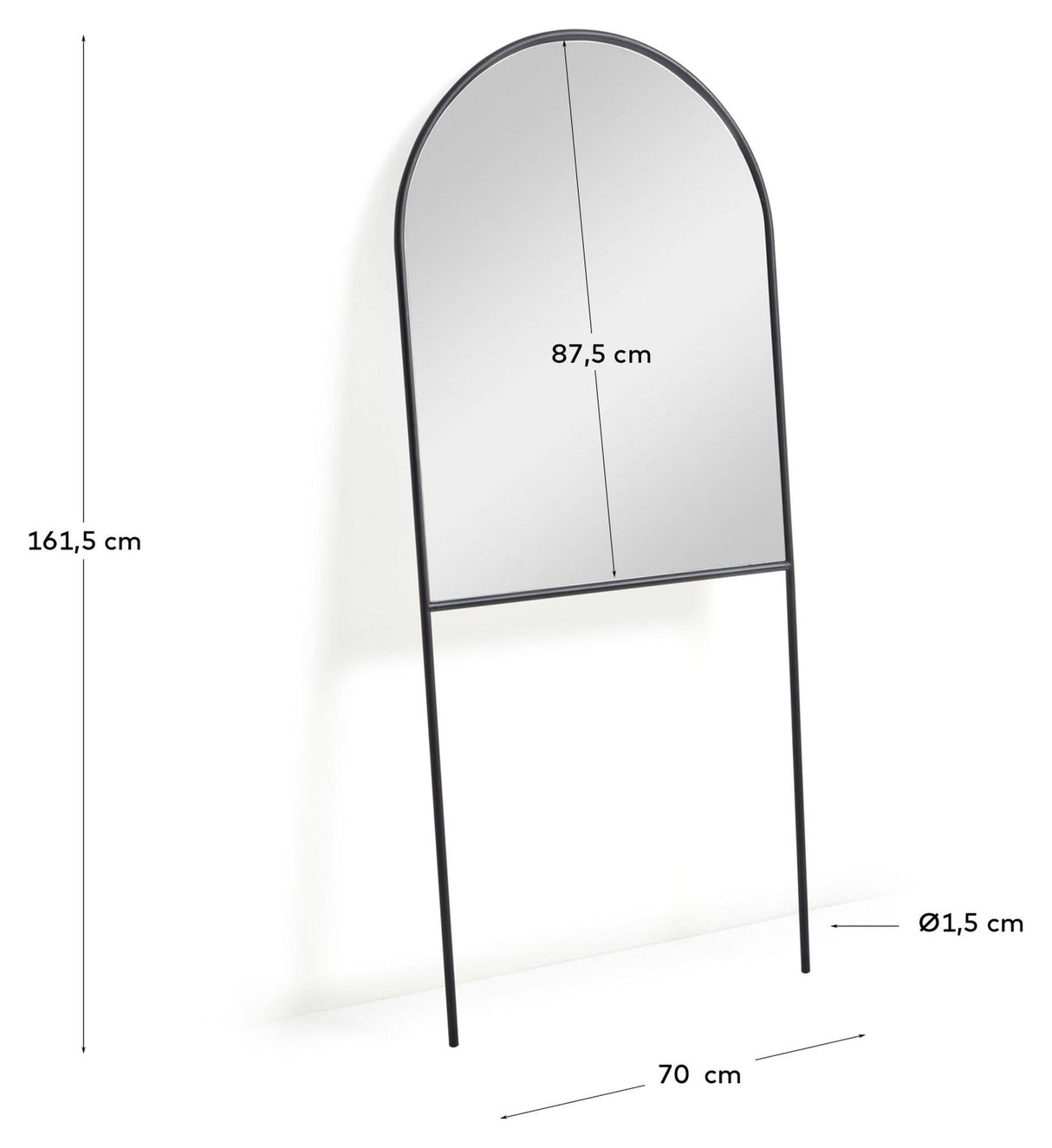 Nazara Spejl m. sort metalramme, 70x161 - Unoliving.com