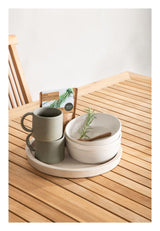 Panama, Havebord 224/324, Hvid Alu/teak - Unoliving.com