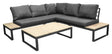 Panama Loungesofa m. bord, Sort Alu/Acacie/Grå Hynde - Unoliving.com