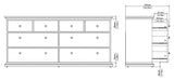 Paris Kommode m. 8 skuffer - Mat grå