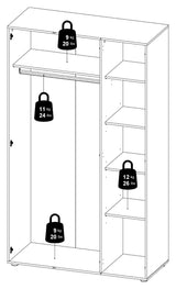 Pepe Garderobeskab m. 3 låger - Sort - Unoliving.com