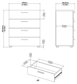 Pepe, Kommode m. 4 skuffer 82cm - Hvid - Unoliving.com