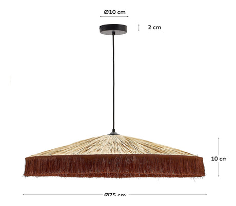 Pollensa Loftslampe, Naturlig Raffia og Terrakottafrynser, Ø75 - Unoliving.com