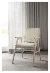 Prestwick Lænestol, Hvid pigm., Rattan, beige stof - Unoliving.com