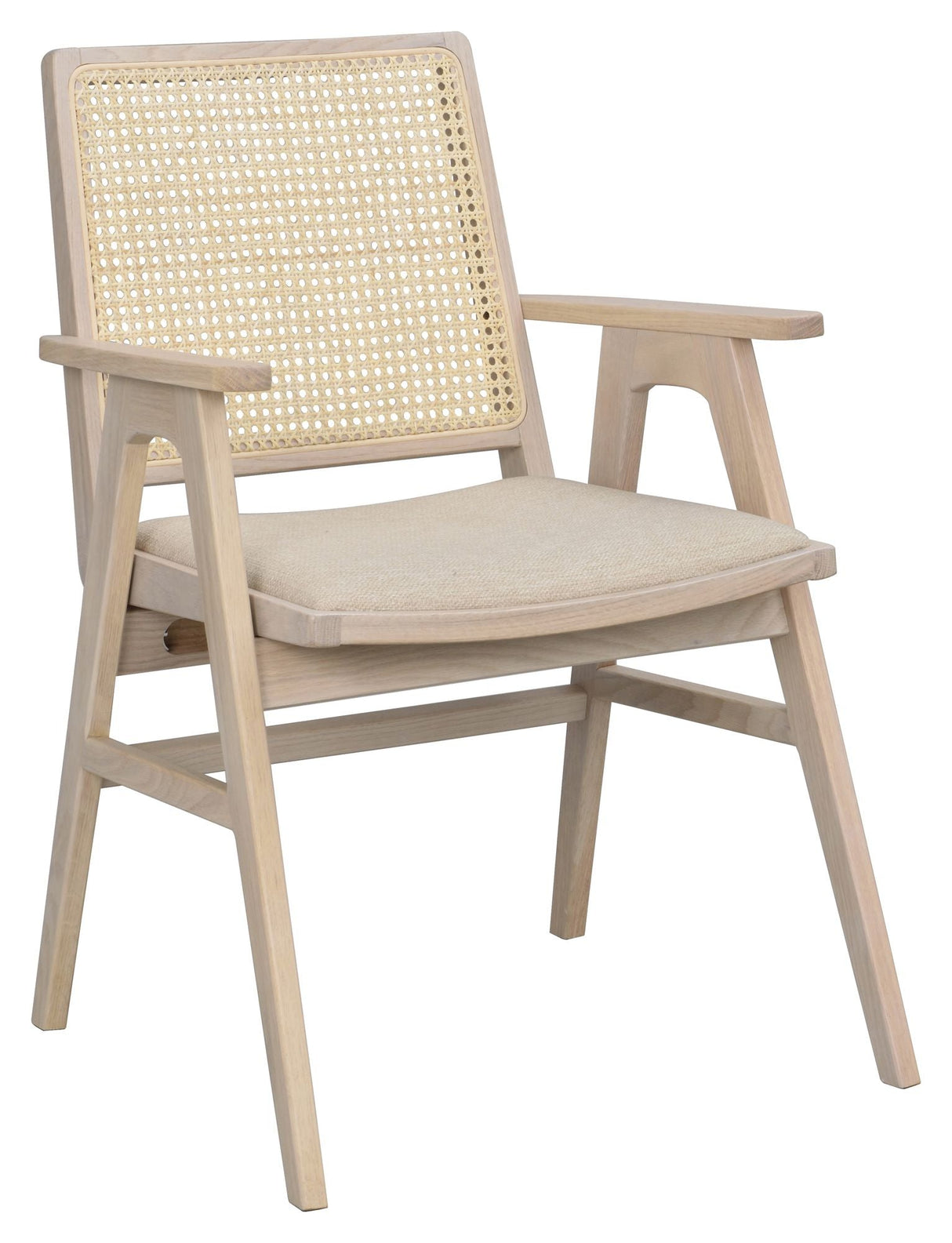 Prestwick Lænestol, Hvid pigm., Rattan, beige stof - Unoliving.com