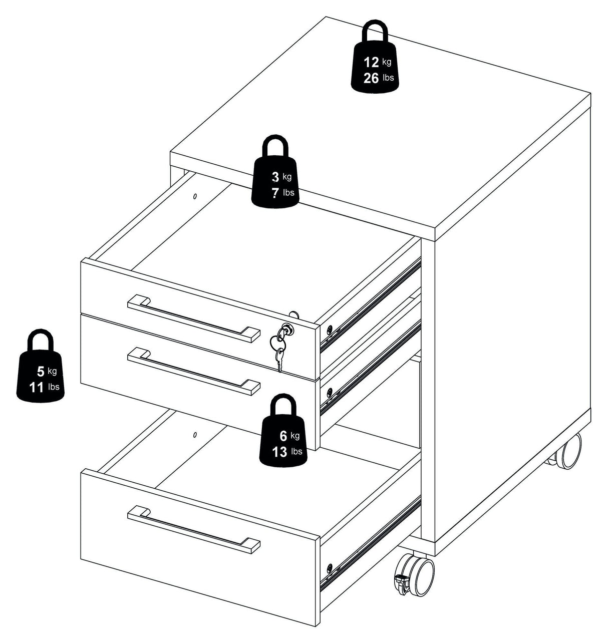 Prima Skuffemodul - Lys træ m/4 skuffer - Unoliving.com