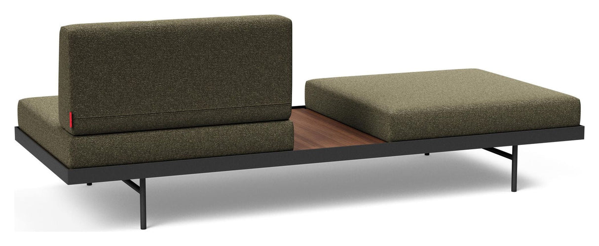 Puri Daybed m. valnødde bord, Bouclé/Forest Green - Unoliving.com