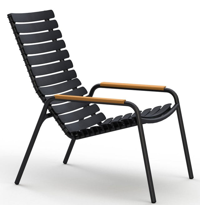 ReCLIPS Loungestol m. alu lameller, bambus arm, Sort - Unoliving.com