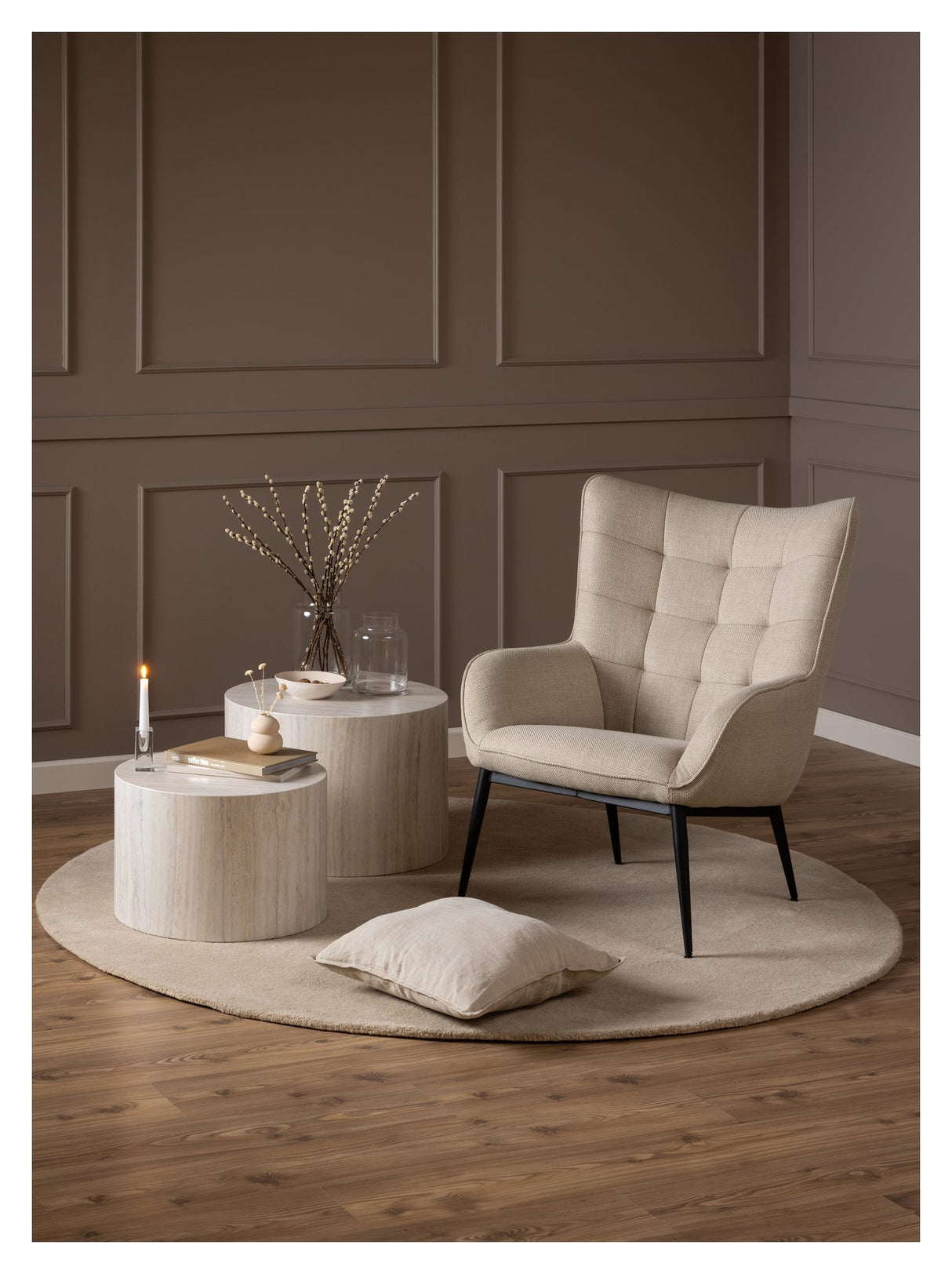 Redding, loungestol - beige - Unoliving.com