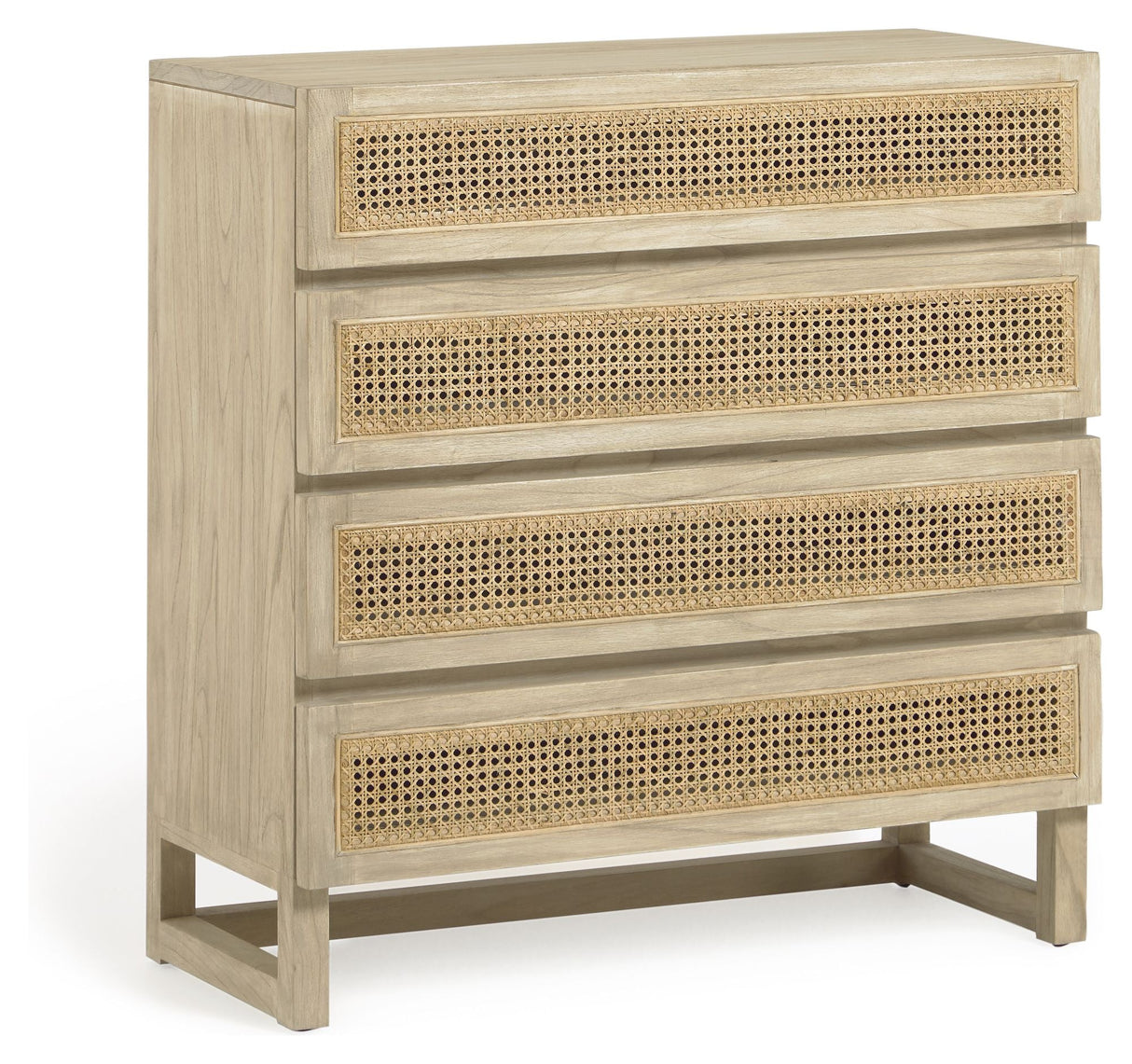 Rexit Kommode m. 4 skuffer - Træ/Rattan - Unoliving.com