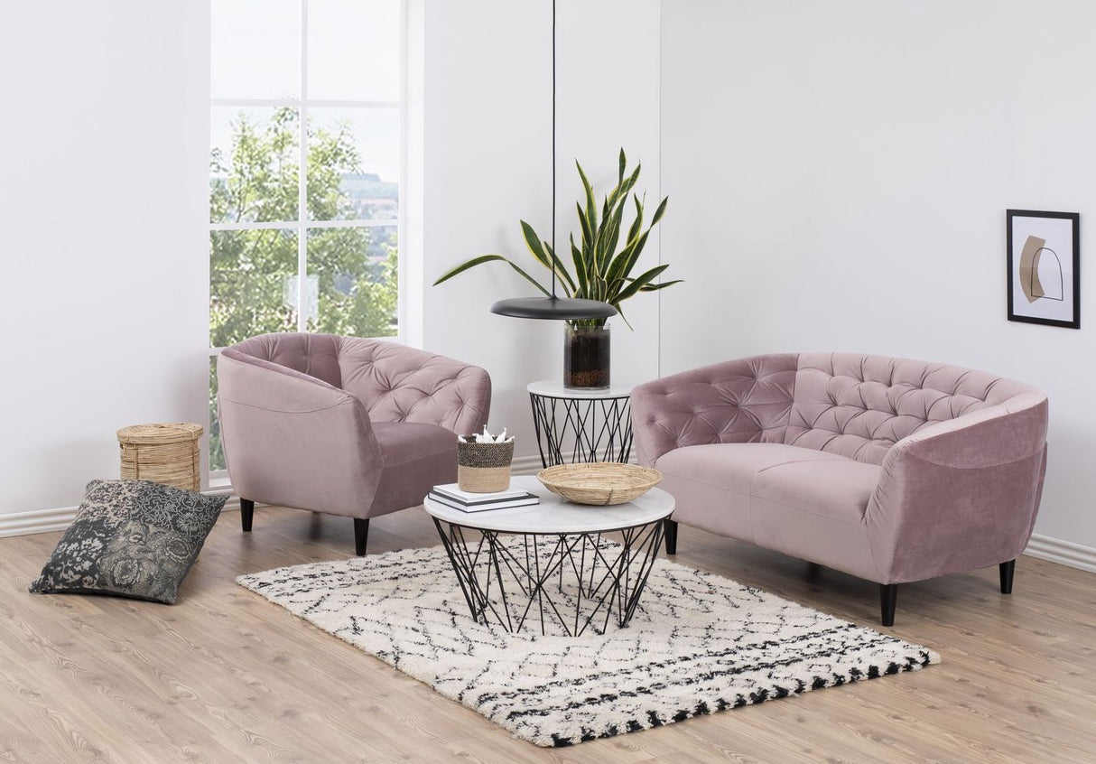 Ria 2-pers. Sofa, Dusty rose velour