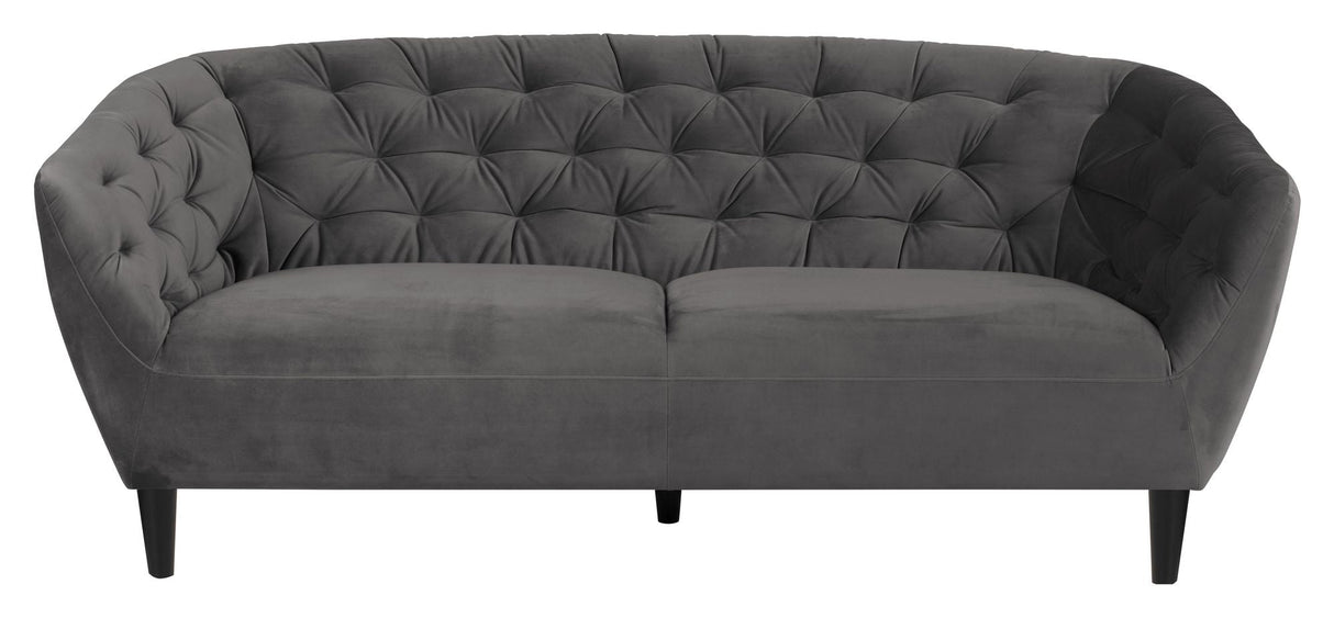 Ria 3-pers. Sofa, Mørkegrå velour