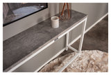 Rise Sidebord - Beton-look/Hvide Metalben, 110x30 - Unoliving.com