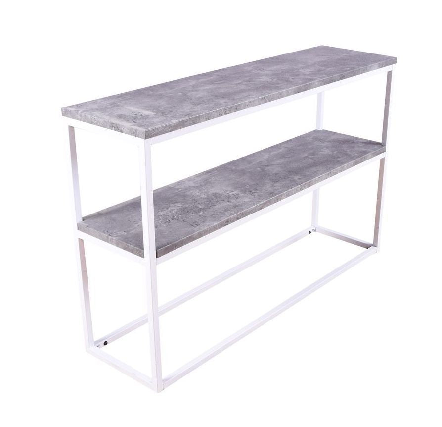 Rise Sidebord Double - Beton-look/Hvid, 110x30 - Unoliving.com