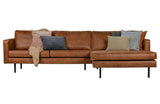 Rodeo 3-pers. Sofa m. højrevendt chaise, Cognac - Unoliving.com