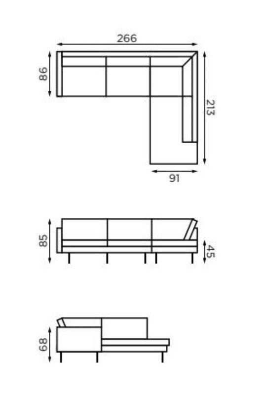 Rodeo Sofa m/højrevendt chaise, Cognac - Unoliving.com