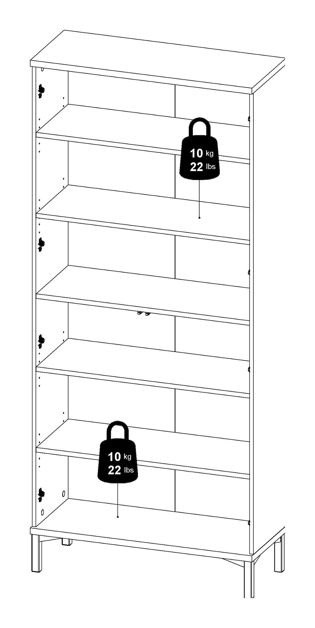 Roomers Vitrineskab m. 2 låger - Hvid/Ege struktur - Unoliving.com