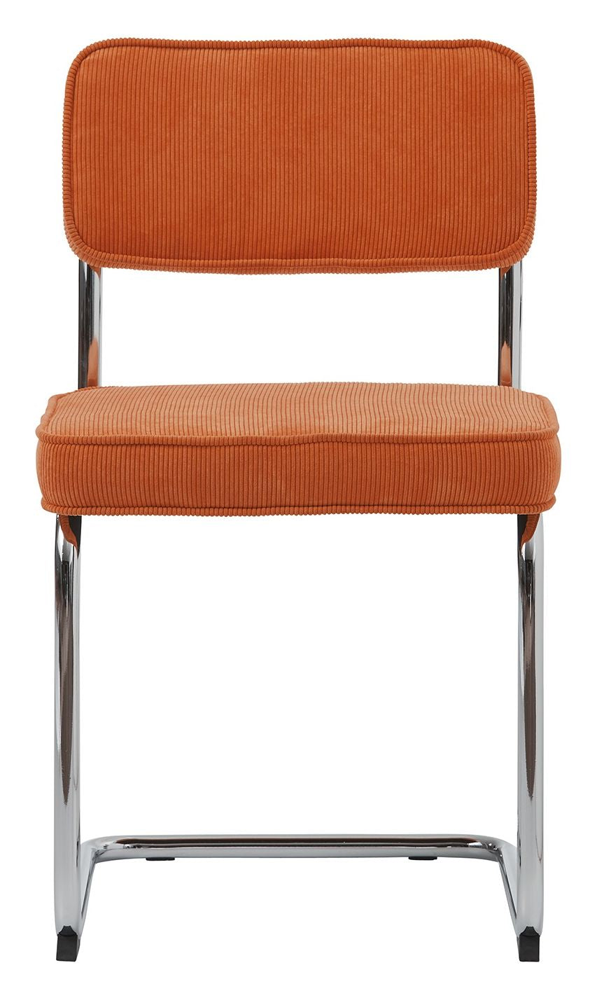 Rupert Spisebordsstol - Orange Fløjl/Krom - Unoliving.com