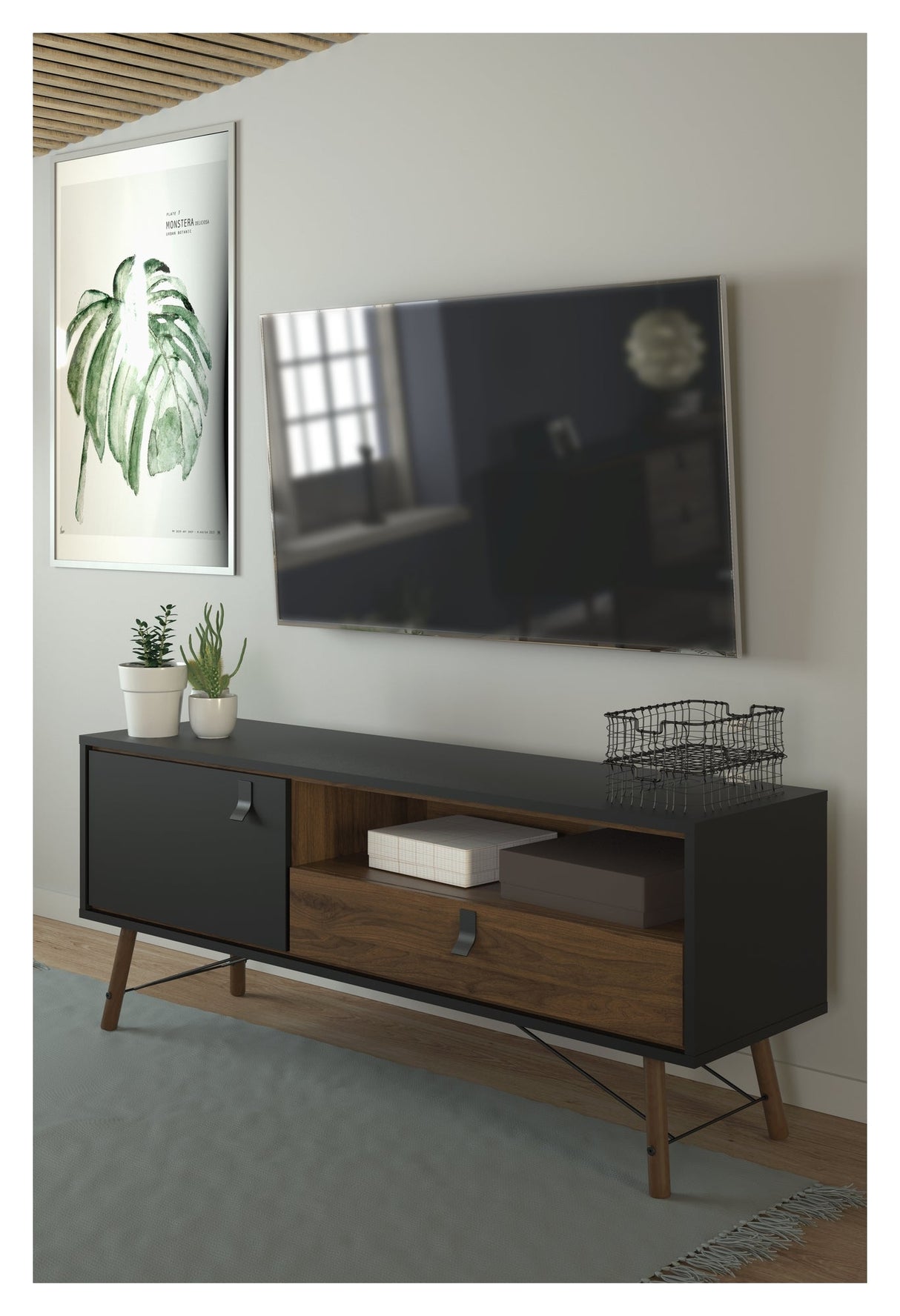 Ry Tvbord - Valnødlook/Mat Sort - Unoliving.com