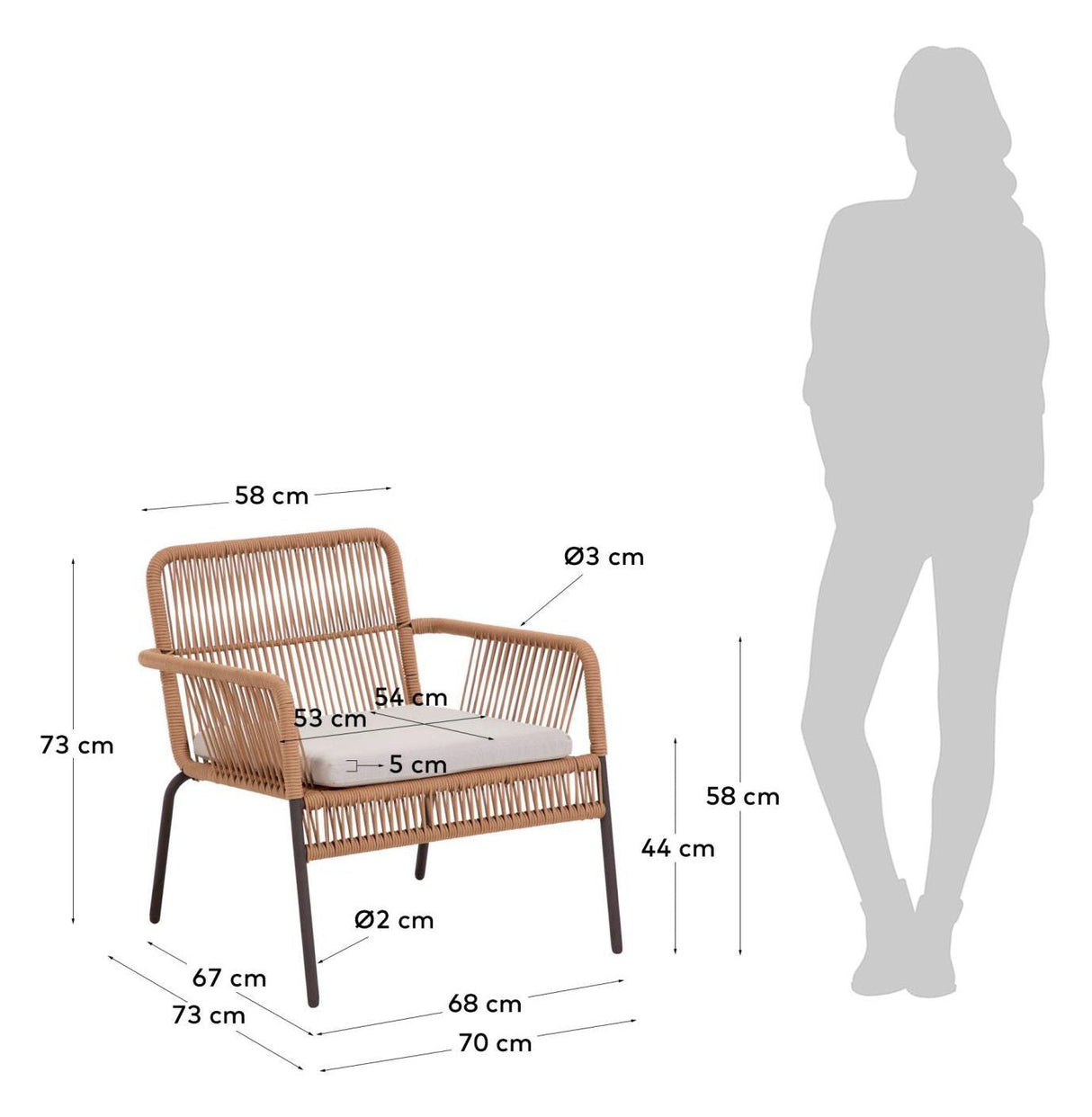 Samanta Loungestol, Beige/Sort - Unoliving.com