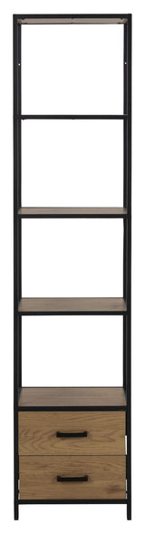 Seaford Reol m. 2 skuffer, Natur MDF, 185x42x35 - Unoliving.com