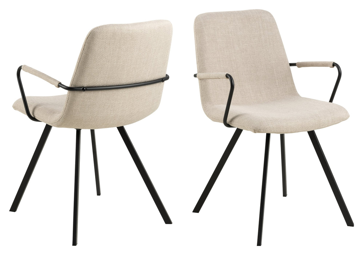 Selina, spisebordsstol m/armlæn - beige - Unoliving.com