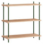 Shelving System, 1 fag, 3 hylder, H:85, Eg/Grøn - Unoliving.com