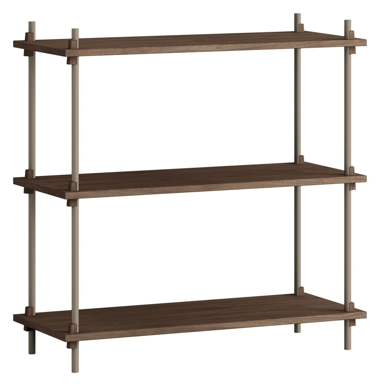 Shelving System, 1 fag, 3 hylder, H:85, Røget Eg/Grå - Unoliving.com