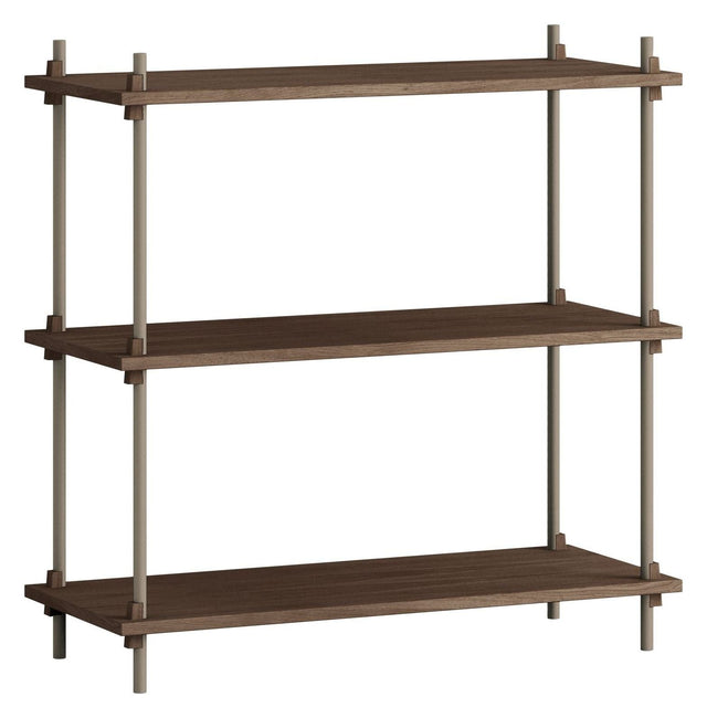 Shelving System, 1 fag, 3 hylder, H:85, Røget Eg/Grå - Unoliving.com