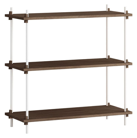 Shelving System, 1 fag, 3 hylder, H:85, Røget Eg/Hvid - Unoliving.com