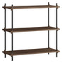 Shelving System, 1 fag, 3 hylder, H:85, Røget Eg/Sort - Unoliving.com